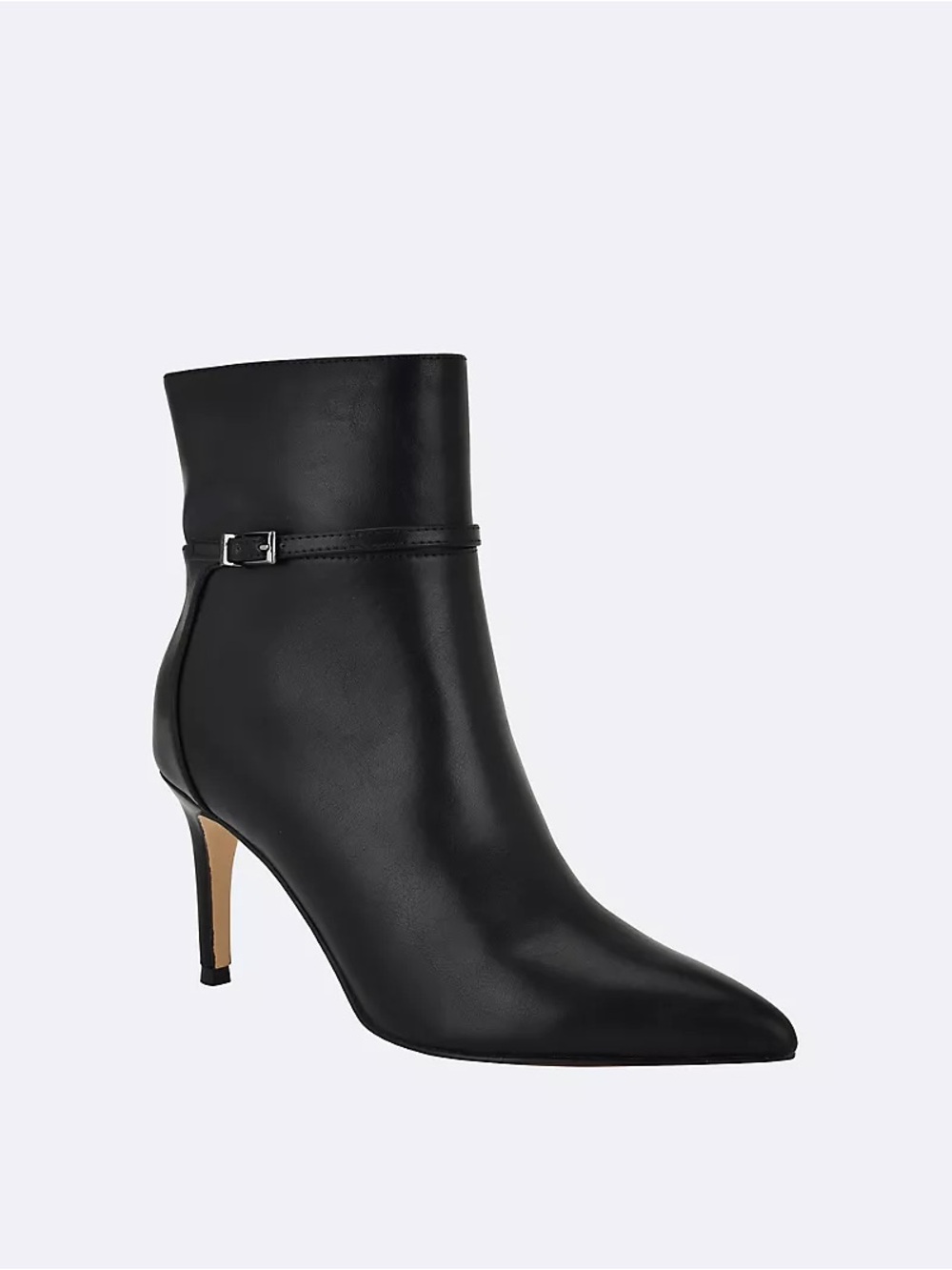 Calvin Klein Black Pointed Toe Stiletto Ankle Boot with Slim Strap